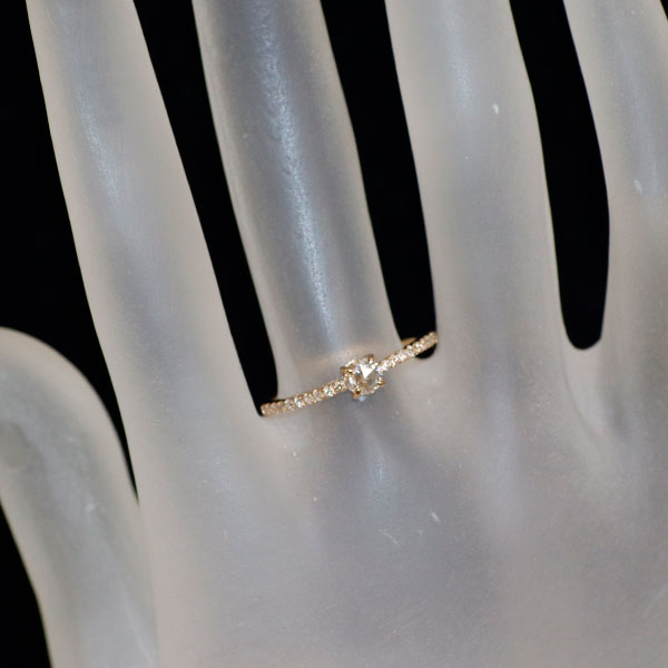 K18PG ローズカット ダイヤモンド リング 0.25ct