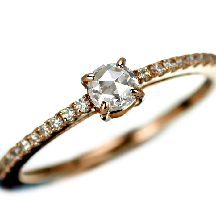 K18PG ローズカット ダイヤモンド リング 0.25ct