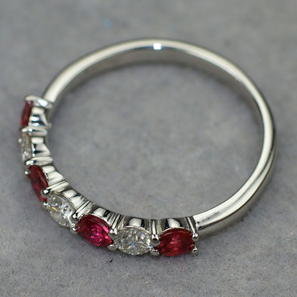 Pt900 ルビー ダイヤモンド リング 0.51ct D0.30ct ハーフエタニティ