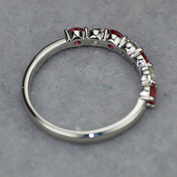 Pt900 ルビー ダイヤモンド リング 0.51ct D0.30ct ハーフエタニティ