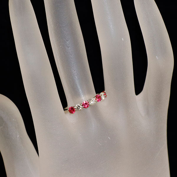 Pt900 ルビー ダイヤモンド リング 0.51ct D0.30ct ハーフエタニティ