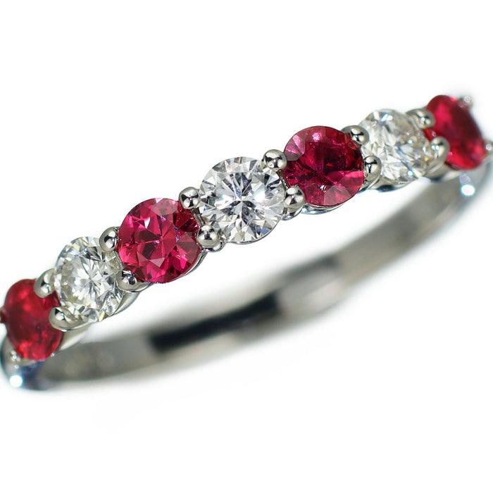 Pt900 ルビー ダイヤモンド リング 0.51ct D0.30ct ハーフエタニティ