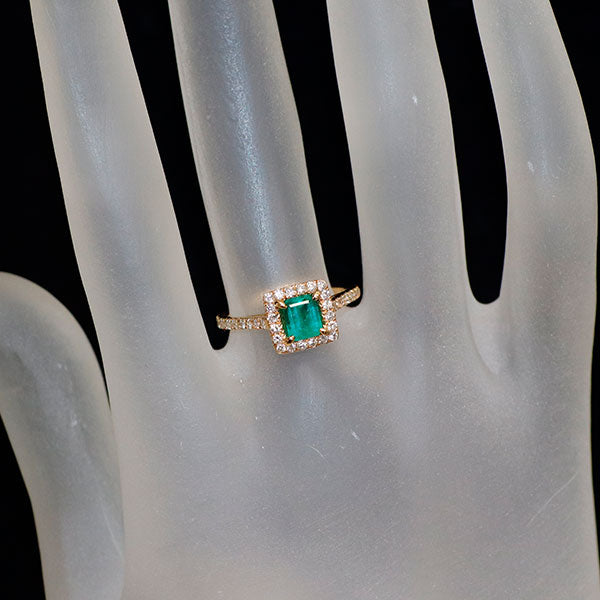 K18PG エメラルド ダイヤモンド リング 0.55ct D0.38ct