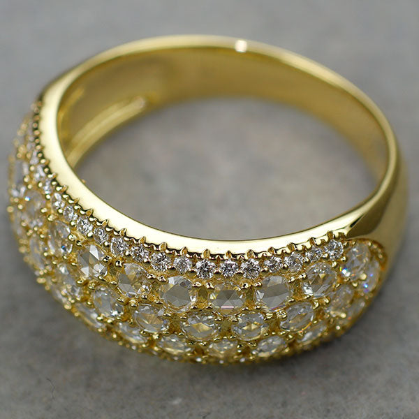 K18YG ローズカット ダイヤモンド リング 0.90ct ハニカムパヴェ