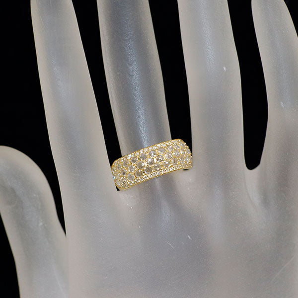 K18YG ローズカット ダイヤモンド リング 0.90ct ハニカムパヴェ