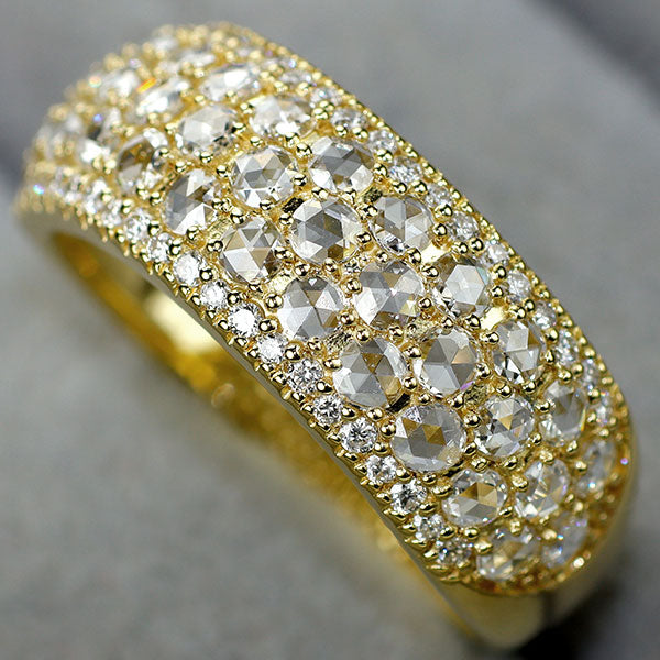 K18YG ローズカット ダイヤモンド リング 0.90ct ハニカムパヴェ