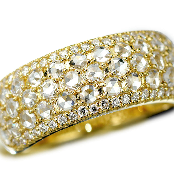 K18YG ローズカット ダイヤモンド リング 0.90ct ハニカムパヴェ