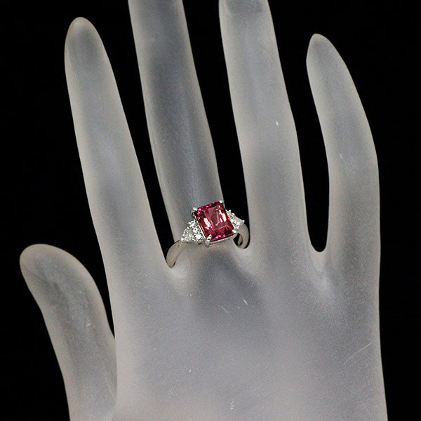 Pt900 ピンクトルマリン ダイヤモンド リング 2.41ct D0.25ct