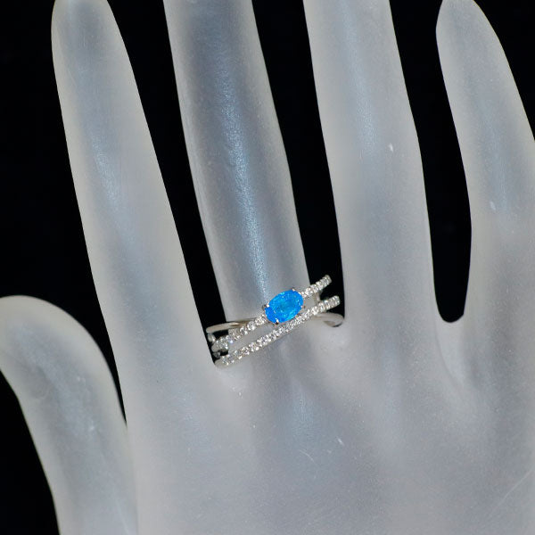 Pt900 アパタイト ダイヤモンド リング 0.43ct D0.24ct