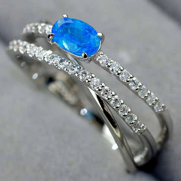 Pt900 アパタイト ダイヤモンド リング 0.43ct D0.24ct
