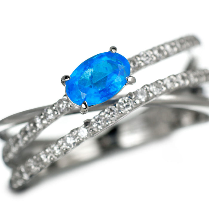 Pt900 アパタイト ダイヤモンド リング 0.43ct D0.24ct
