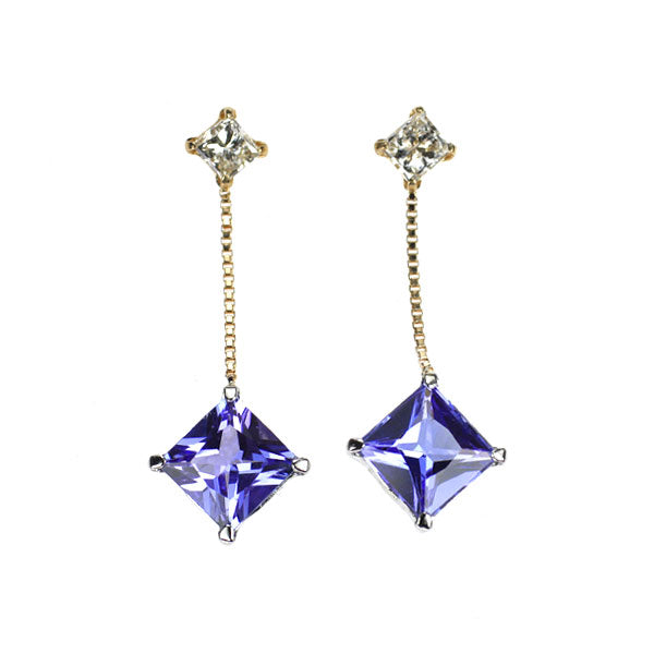 K18YG/ Pt900 タンザナイト ダイヤモンド ピアス 1.30ct D0.20ct