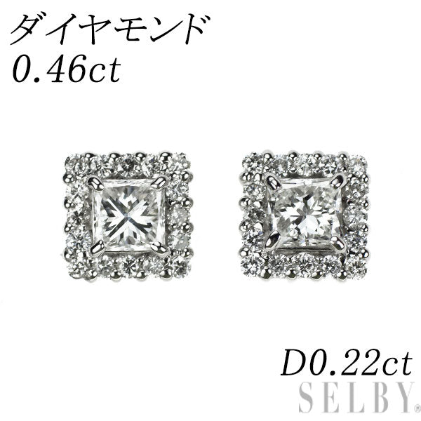 Pt950/ Pt900 プリンセスカット ダイヤモンド ピアス 0.46ct D0.22ct