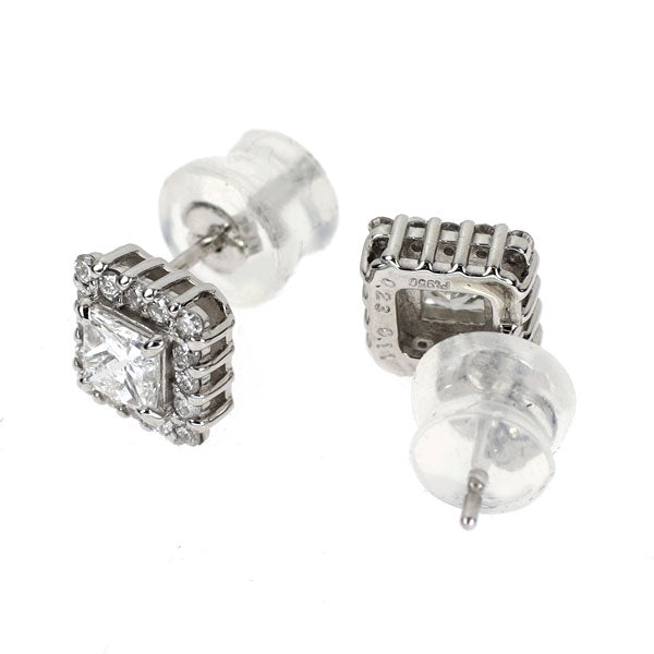 Pt950/ Pt900 プリンセスカット ダイヤモンド ピアス 0.46ct D0.22ct