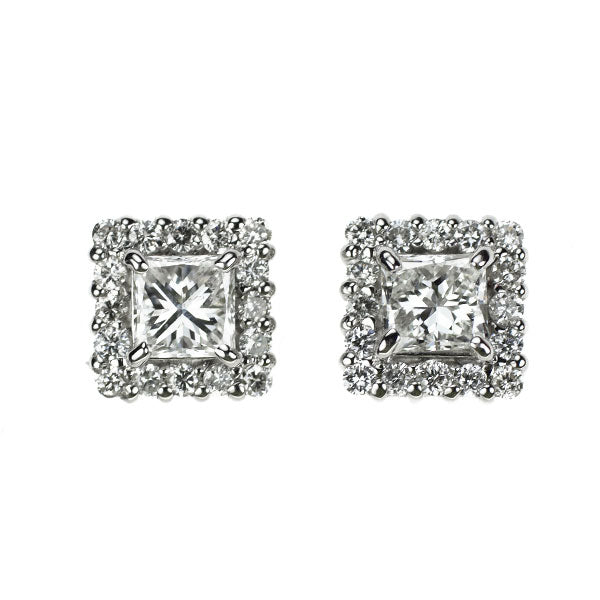 Pt950/ Pt900 プリンセスカット ダイヤモンド ピアス 0.46ct D0.22ct