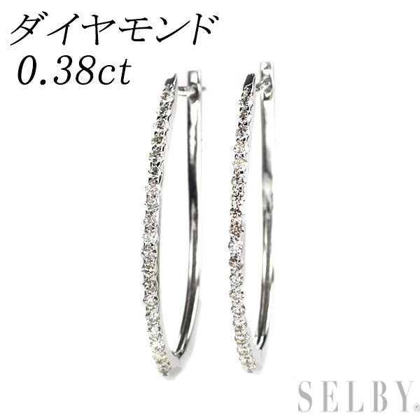 K18WG ダイヤモンド フープ ピアス 0.38ct