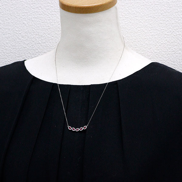 Pt900/ Pt850 ルビー ダイヤモンド ペンダントネックレス 0.42ct D0.25ct