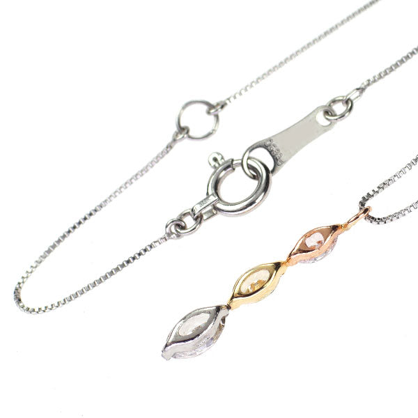 Pt850/Pt900//K18YG/K18PG 天然ピンク/イエロー/カラーレス ダイヤモンド ペンダントネックレス 0.38ct