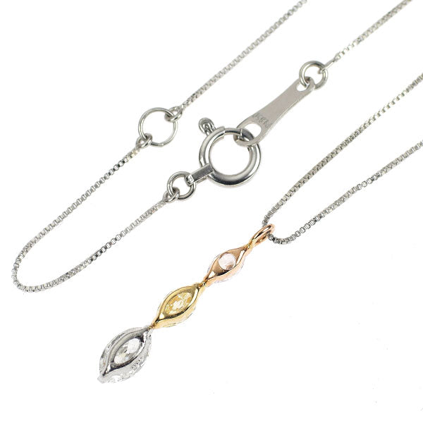 Pt850/Pt900//K18YG/K18PG 天然ピンク/イエロー/カラーレス ダイヤモンド ペンダントネックレス 0.38ct