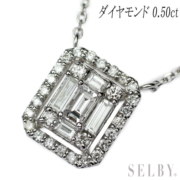 Pt900/ Pt850 ダイヤモンド ペンダントネックレス 0.50ct