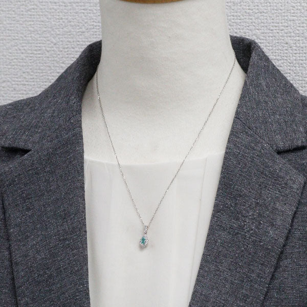 Pt900/ Pt850 パライバトルマリン ダイヤモンド ペンダントネックレス 0.18ct D0.22ct