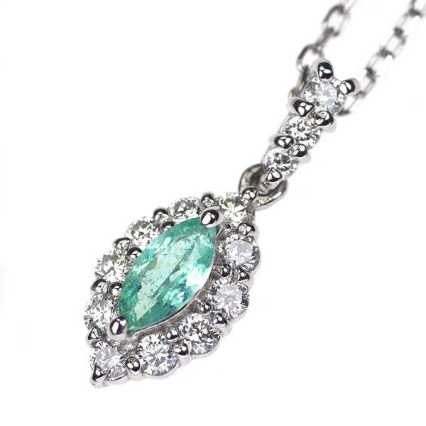 Pt900/ Pt850 パライバトルマリン ダイヤモンド ペンダントネックレス 0.18ct D0.22ct