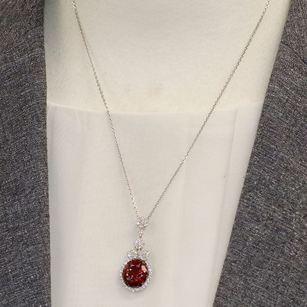 K18WG/ブラックメッキ ルビー ダイヤモンド ペンダントネックレス 2.81ct D0.86ct