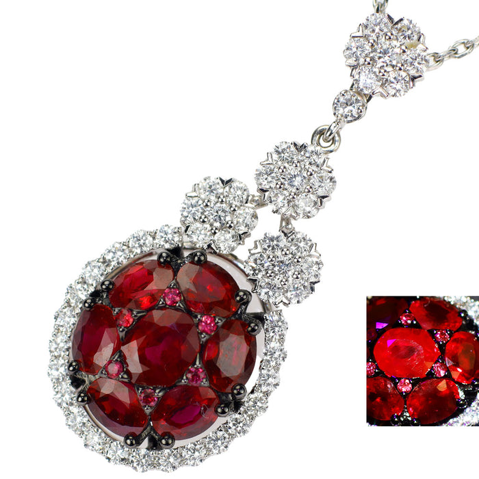 K18WG/ブラックメッキ ルビー ダイヤモンド ペンダントネックレス 2.81ct D0.86ct