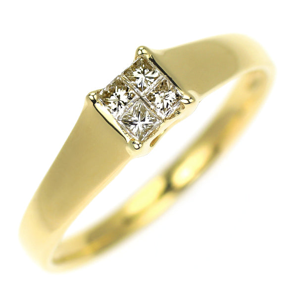 K18YG プリンセスカット ダイヤモンド リング 0.18ct ミステリーセッティング