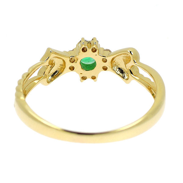 K18YG エメラルド ダイヤモンド リング D0.06ct