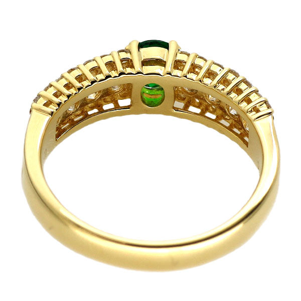 K18YG グリーンガーネット ダイヤモンド リング 0.38ct D0.60ct