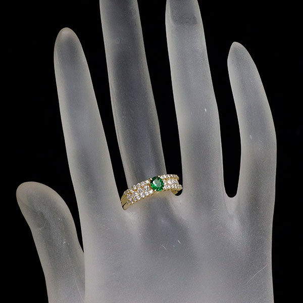 K18YG グリーンガーネット ダイヤモンド リング 0.38ct D0.60ct