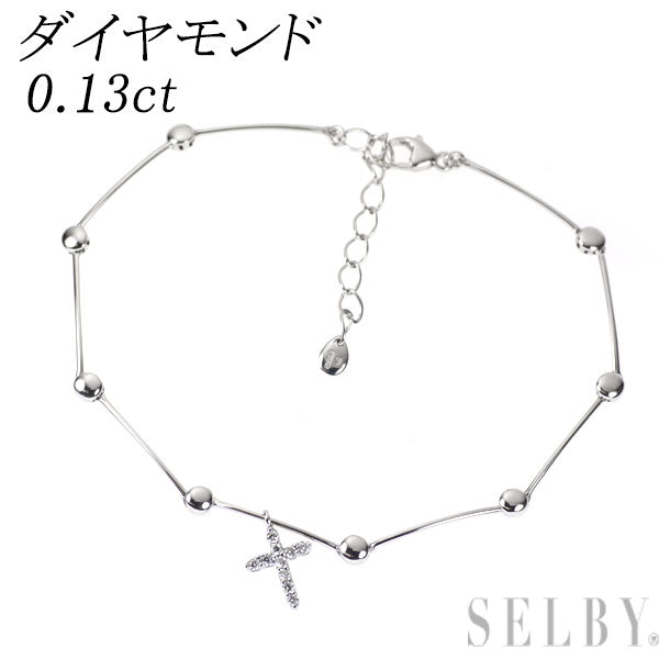 K18WG/ K9WG ダイヤモンド ブレスレット 0.13ct クロス