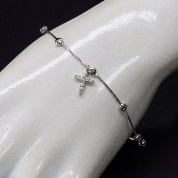 K18WG/ K9WG ダイヤモンド ブレスレット 0.13ct クロス