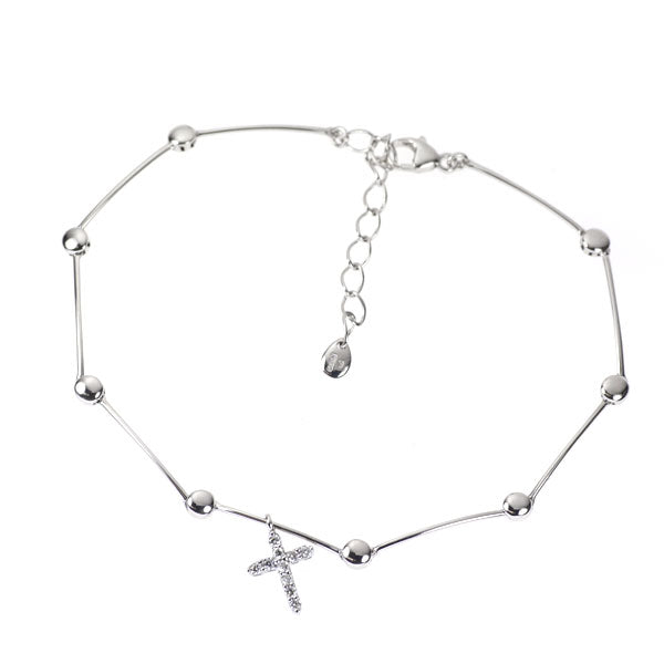 K18WG/ K9WG ダイヤモンド ブレスレット 0.13ct クロス