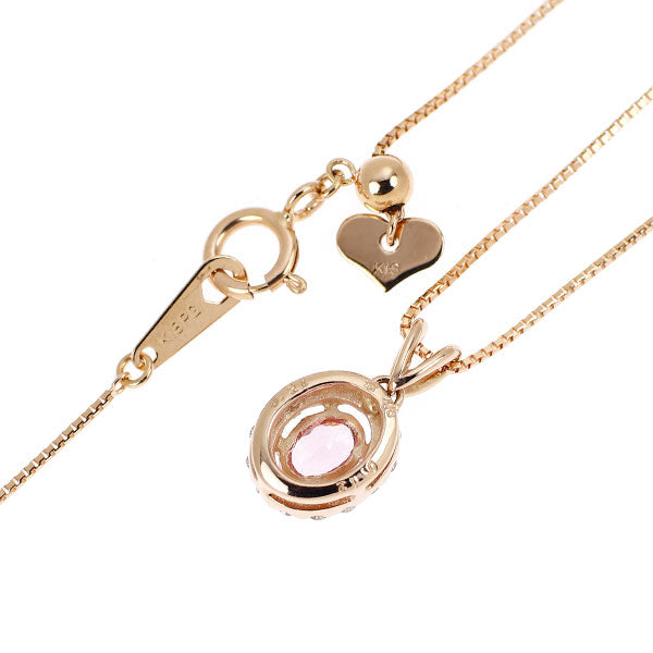 K18PG ピンクサファイア ダイヤモンド ペンダントネックレス 0.24ct D0.12ct