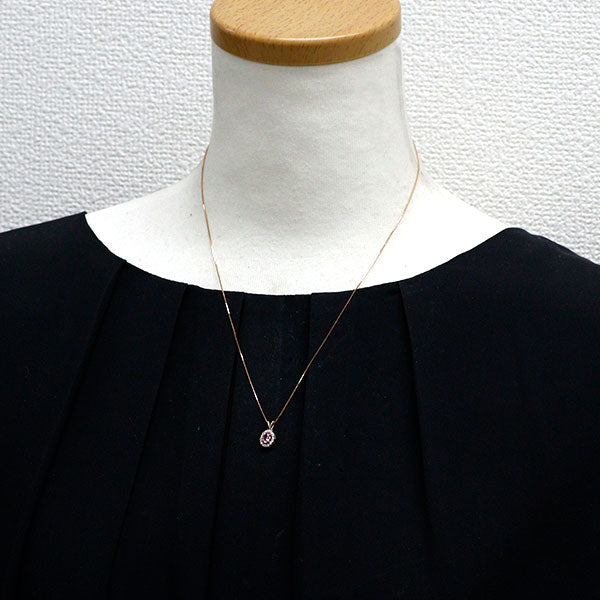K18PG ピンクサファイア ダイヤモンド ペンダントネックレス 0.24ct D0.12ct