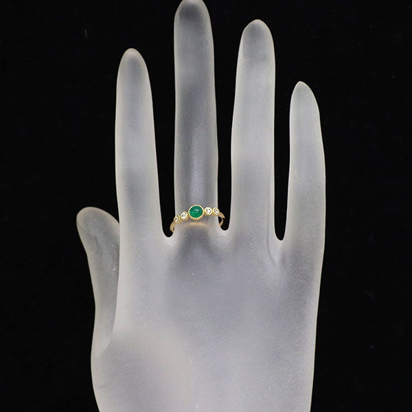 K18YG エメラルド ダイヤモンド リング D0.08ct