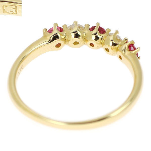 セイコー K18YG ルビー ダイヤモンド リング 0.31ct D0.16ct 一文字