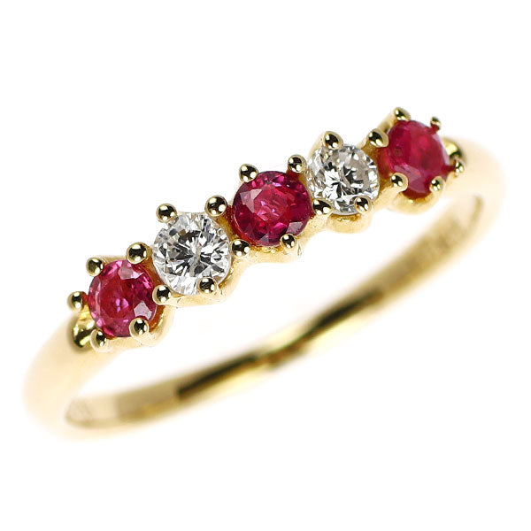 セイコー K18YG ルビー ダイヤモンド リング 0.31ct D0.16ct 一文字