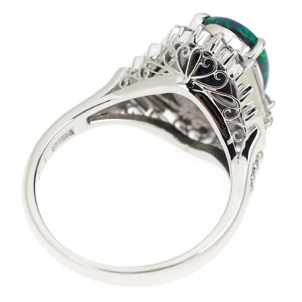 Pt900 ブラックオパール ダイヤモンド リング 1.70ct D0.61ct 陽刻ビンテージ