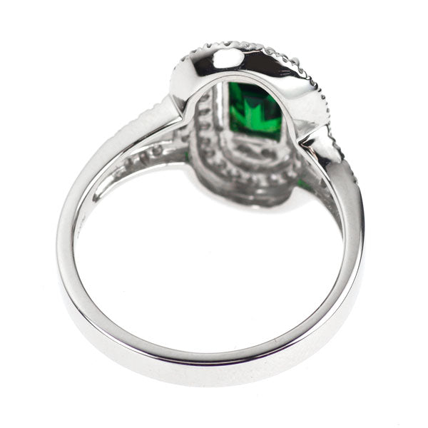 Pt900 グリーンガーネット ダイヤモンド リング 0.95ct D0.53ct