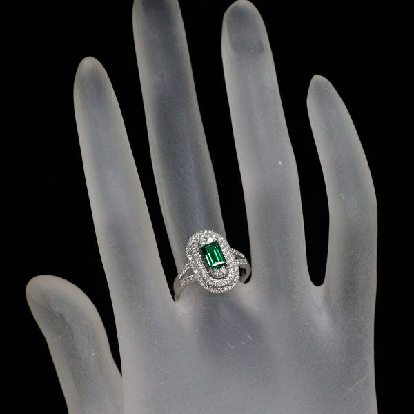 Pt900 グリーンガーネット ダイヤモンド リング 0.95ct D0.53ct