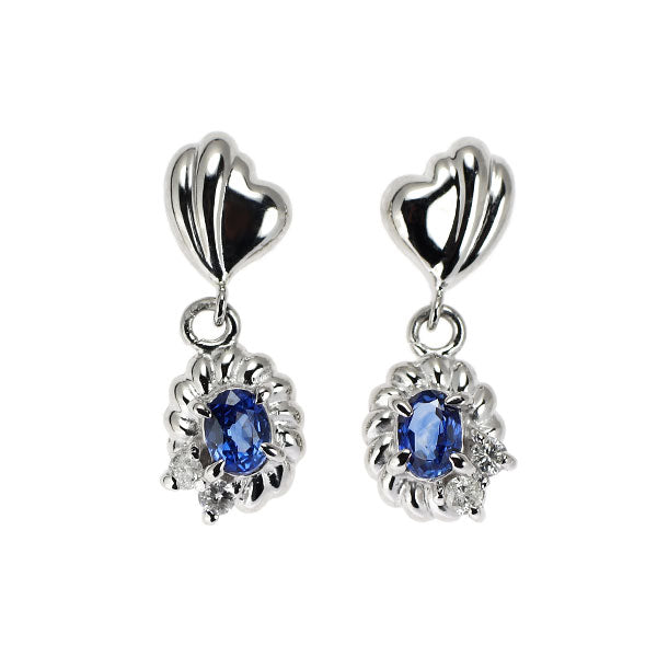 Pt850 サファイア ダイヤモンド ピアス 0.42ct D0.08ct
