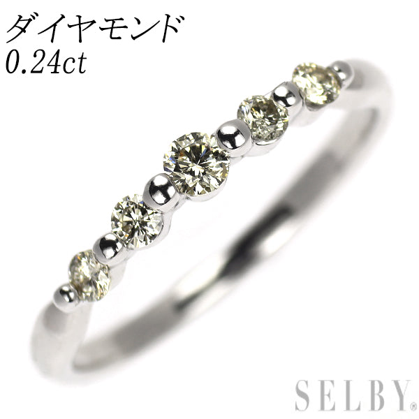 K18WG ダイヤモンド リング 0.24ct 一文字