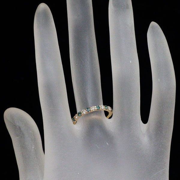 希少 K18YG アレキサンドライト ダイヤモンド リング 0.34ct D0.29ct ハーフエタニティ