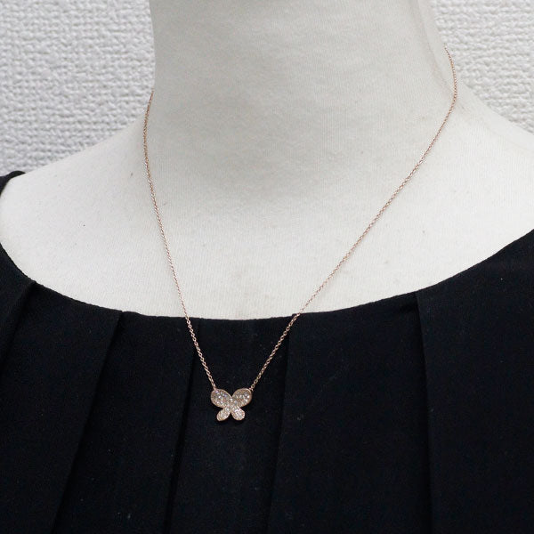 K18PG ダイヤモンド ペンダントネックレス 0.24ct 蝶