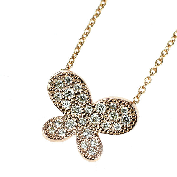 K18PG ダイヤモンド ペンダントネックレス 0.24ct 蝶