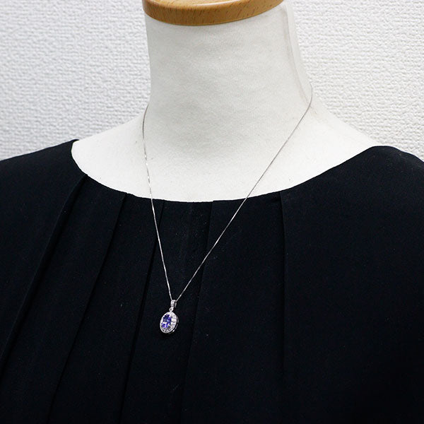 K18WG タンザナイト ダイヤモンド ペンダントネックレス 1.07ct D0.27ct