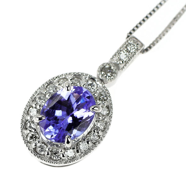 K18WG タンザナイト ダイヤモンド ペンダントネックレス 1.07ct D0.27ct